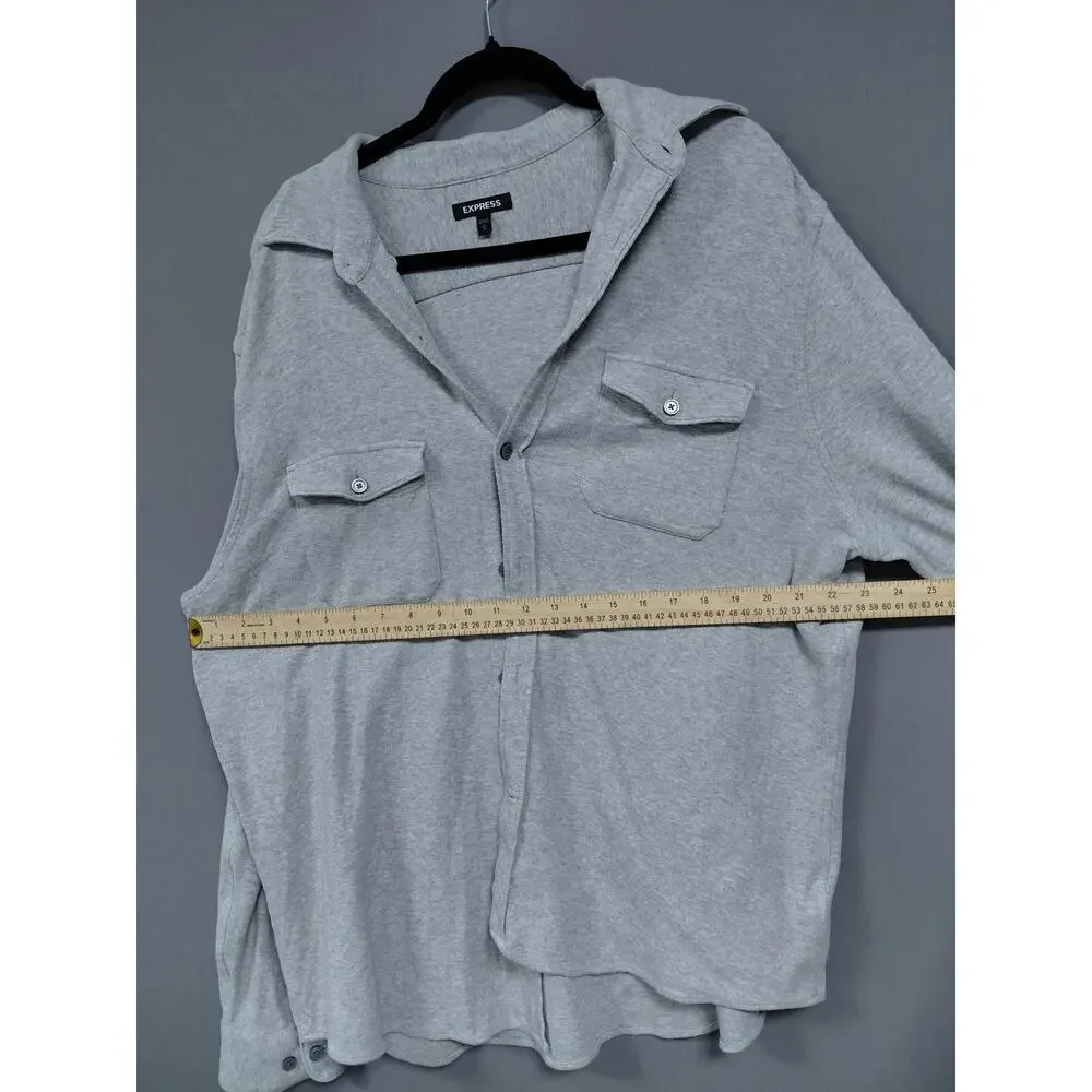 XPRESS Cotton Blend Knit Long Sleeve Collared Button-Up Size L